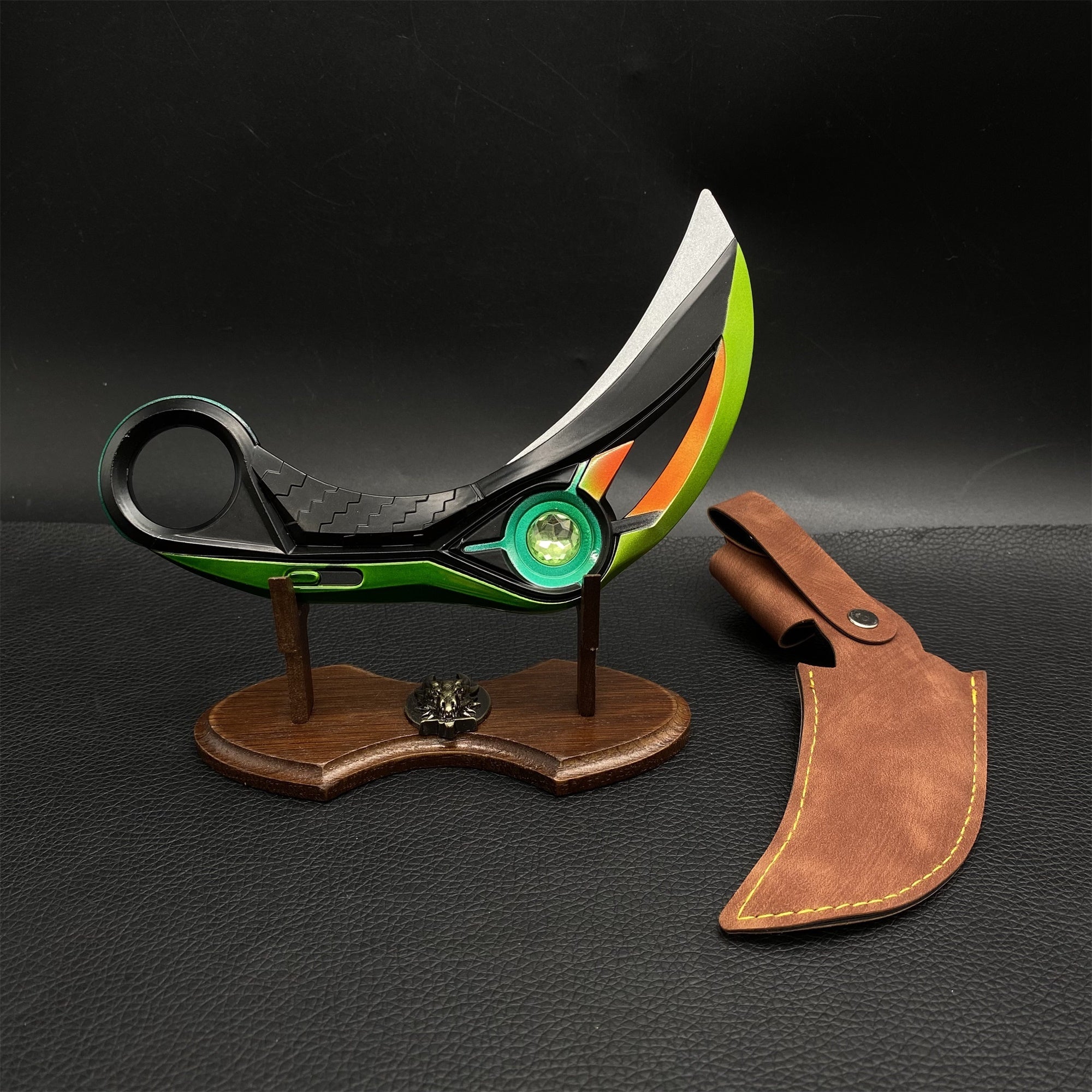 Metal Ion Karambit Real Life Replica Green & Stand - Tophatter Daily Deals