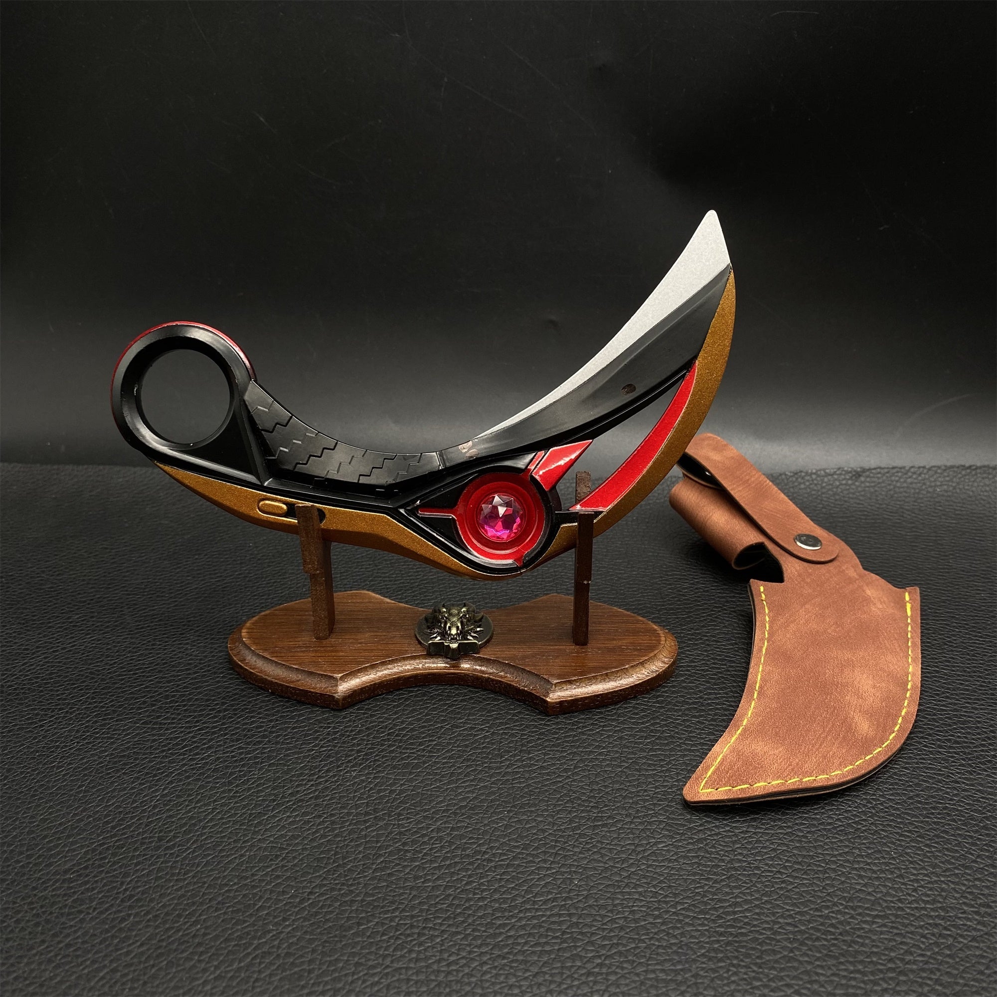 Metal Ion Karambit Real Life Replica Red & Stand - Tophatter Daily Deals