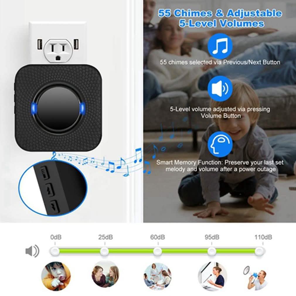 IP55 Waterproof Multi-Melody Wireless Doorbell Rings Household Appliances - Tophatter Daily Deals