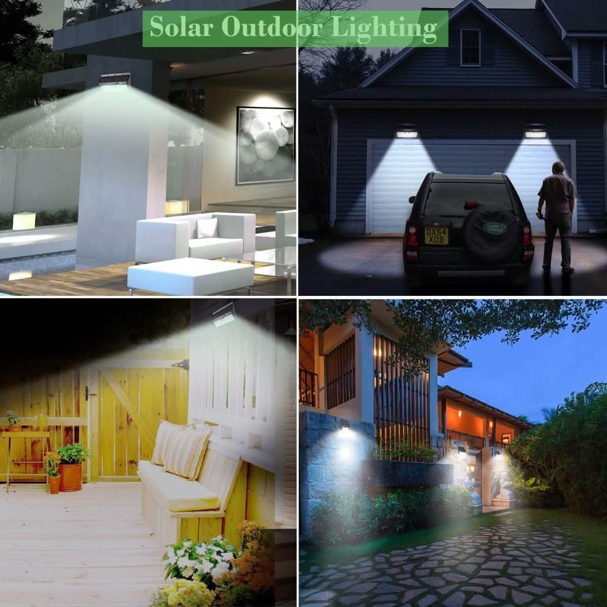 IP65 Waterproof Solar Lights Outdoor 55 LEDs Wall Solar Lights Outdoor Lighting - Tophatter Daily Deals