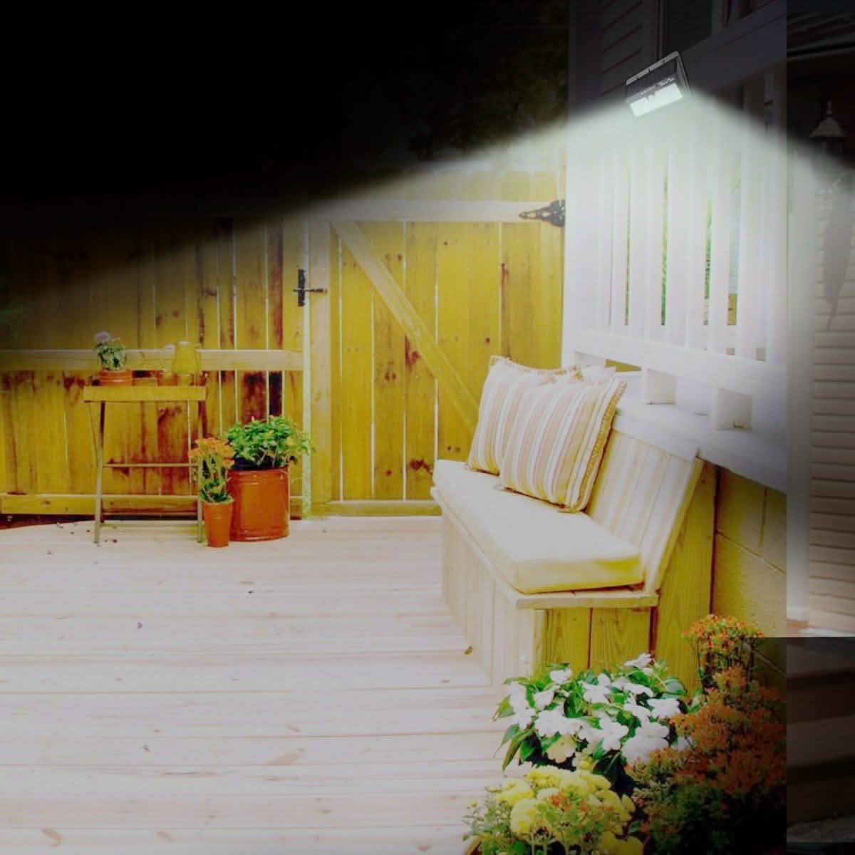 IP65 Waterproof Solar Lights Outdoor 55 LEDs Wall Solar Lights Outdoor Lighting - Tophatter Daily Deals
