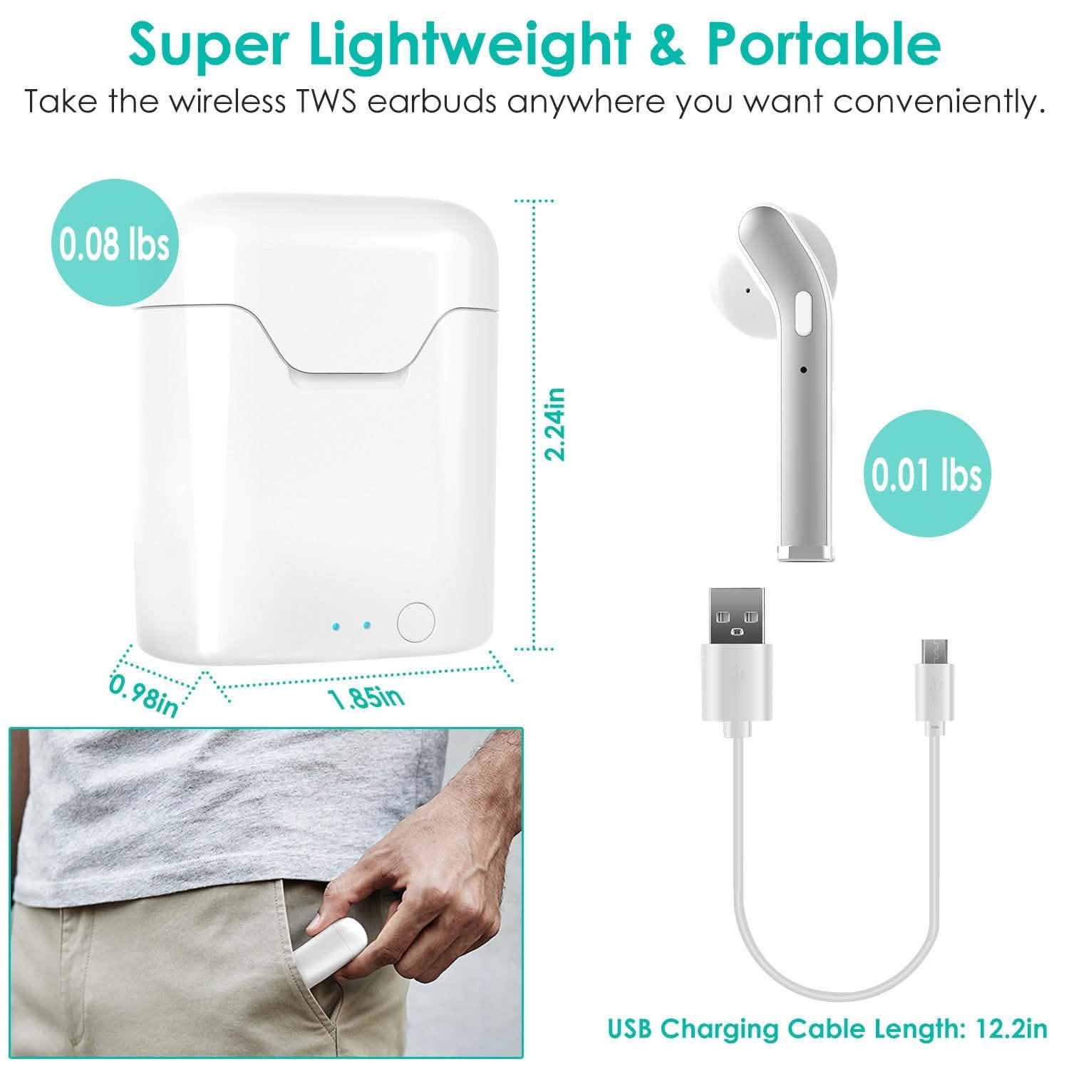 IPX5 Waterproof Wireless 5.0 TWS Earbuds Headphones - Tophatter Daily Deals