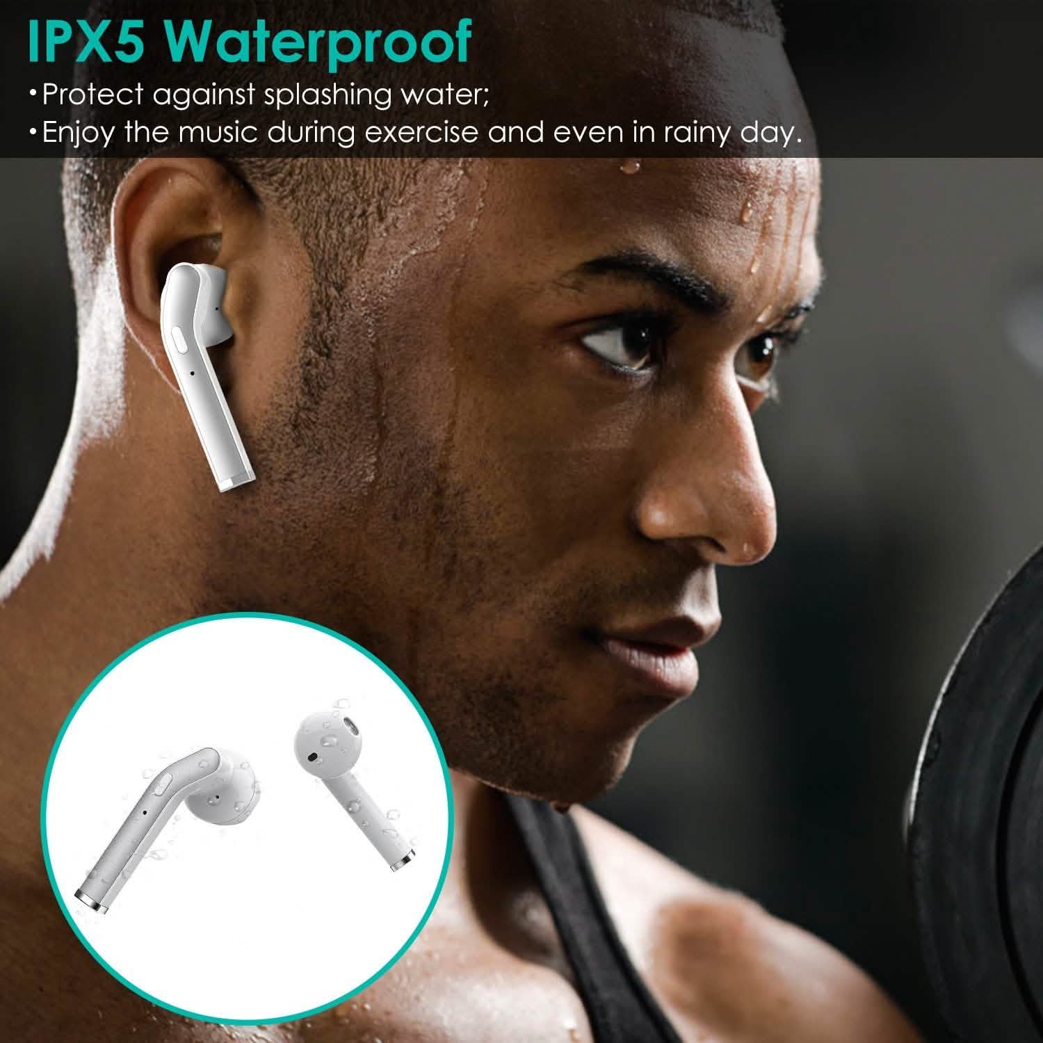 IPX5 Waterproof Wireless 5.0 TWS Earbuds Headphones - Tophatter Daily Deals