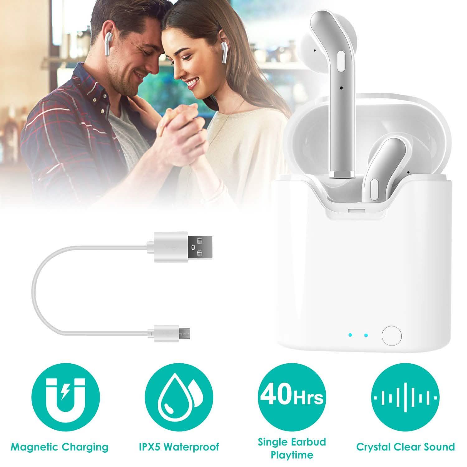 IPX5 Waterproof Wireless 5.0 TWS Earbuds Headphones - Tophatter Daily Deals