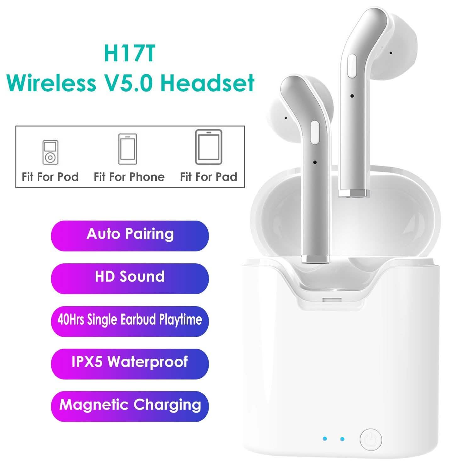 IPX5 Waterproof Wireless 5.0 TWS Earbuds Headphones - Tophatter Daily Deals