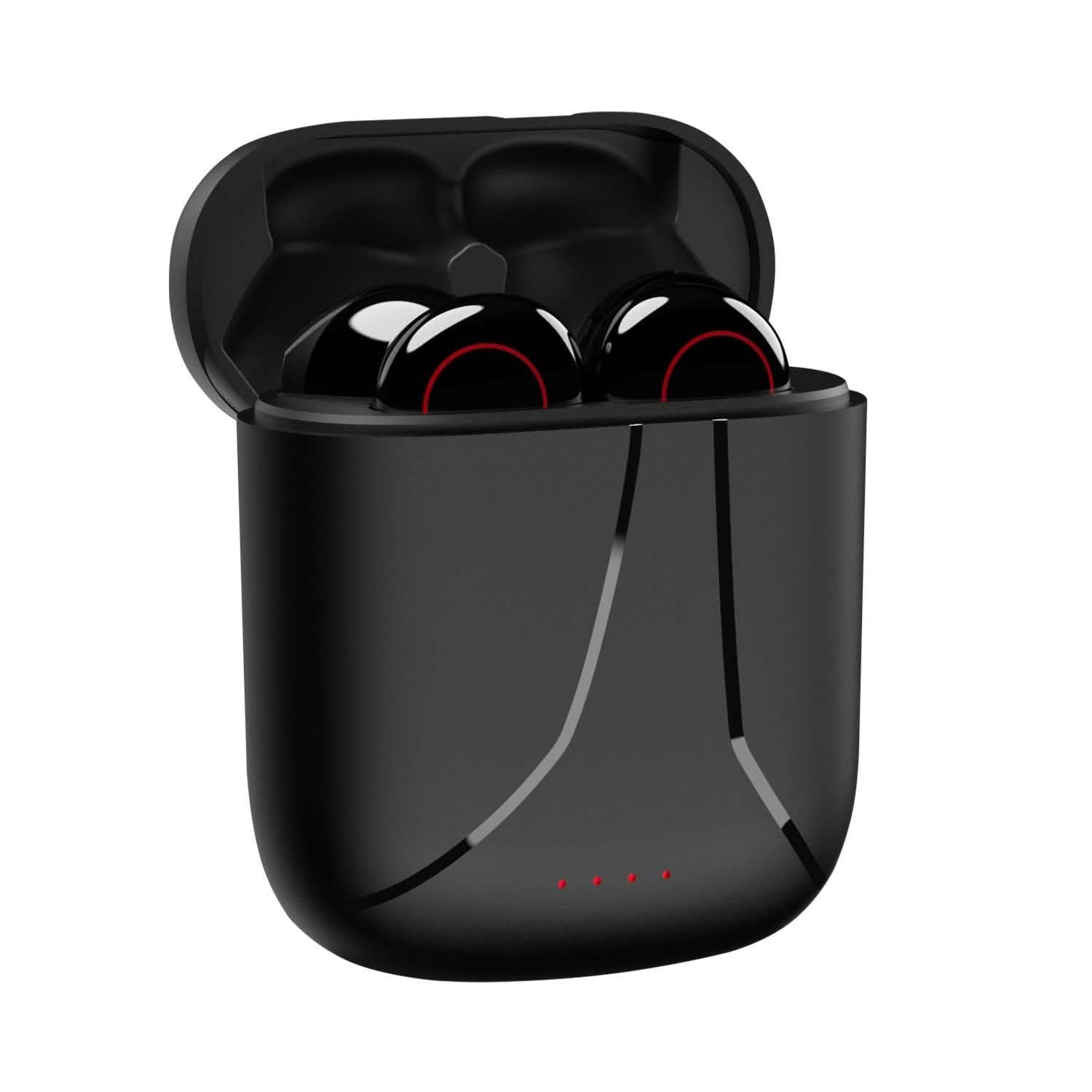 IPX5 Waterproof Wireless 5.0 TWS Earbuds Wireless Headset with Mic Black Headphones - Tophatter Daily Deals