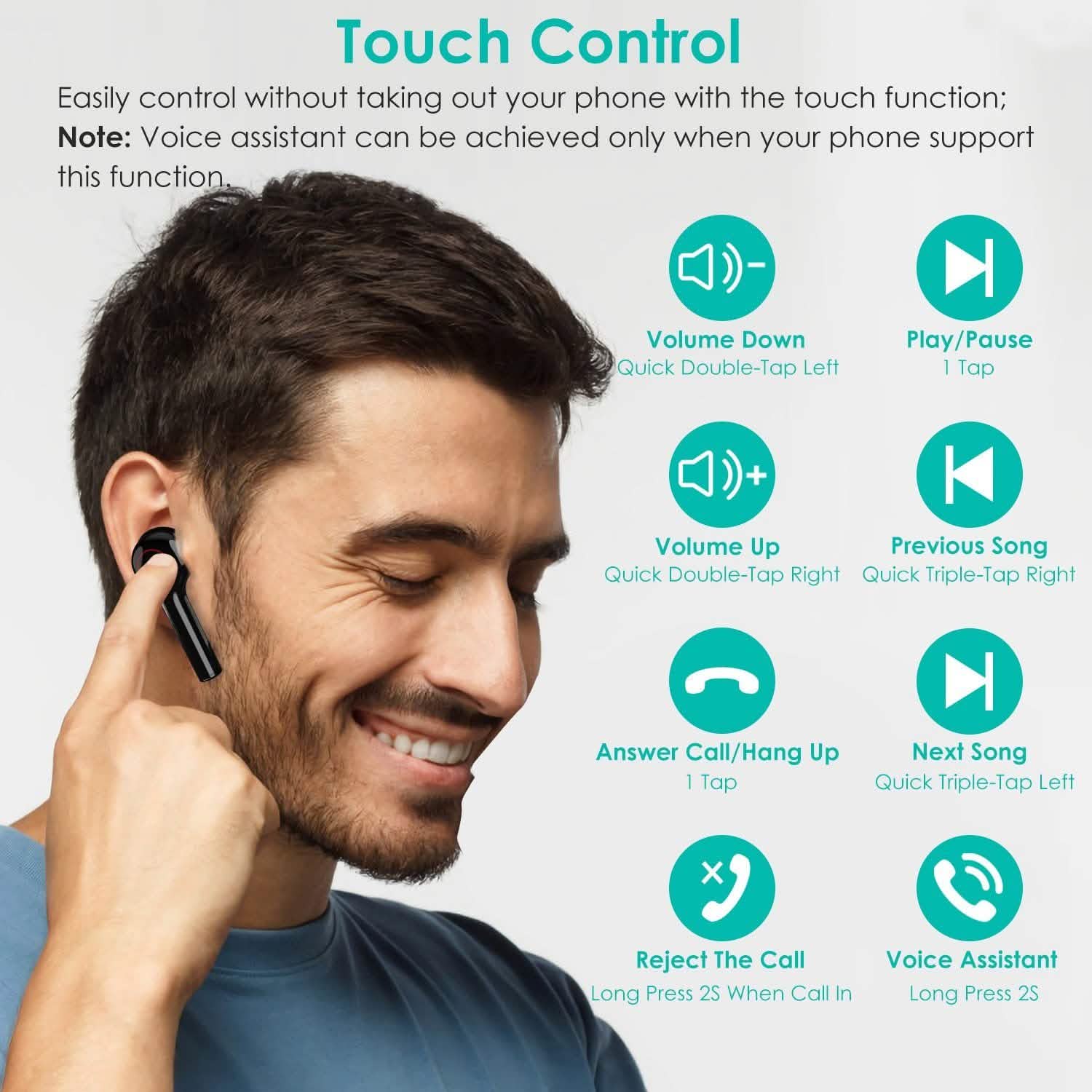 IPX5 Waterproof Wireless 5.0 TWS Earbuds Wireless Headset with Mic Headphones - Tophatter Daily Deals