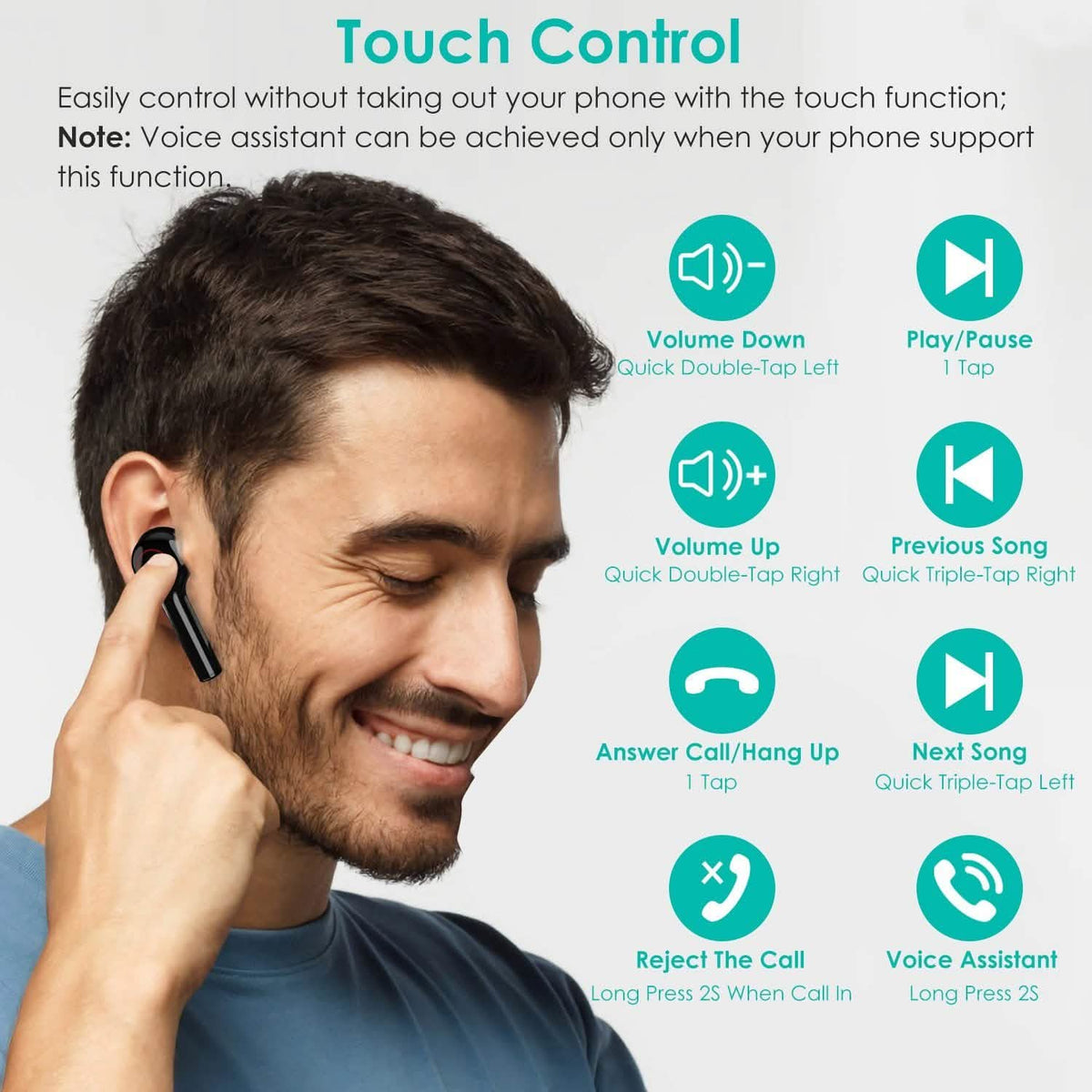 IPX5 Waterproof Wireless 5.0 TWS Earbuds Wireless Headset with Mic Headphones - Tophatter Daily Deals