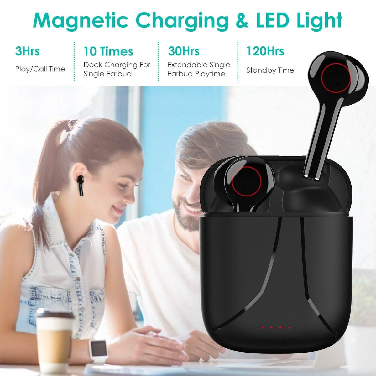IPX5 Waterproof Wireless 5.0 TWS Earbuds Wireless Headset with Mic Headphones - Tophatter Daily Deals
