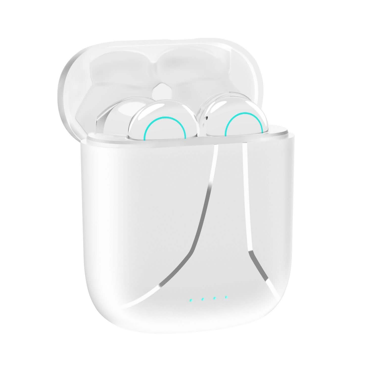 IPX5 Waterproof Wireless 5.0 TWS Earbuds Wireless Headset with Mic White Headphones - Tophatter Daily Deals