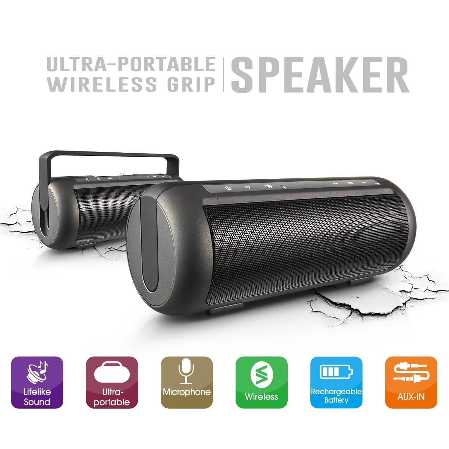 iRola Wireless Speaker Powerful Dual Subwoofer Streo Speakers - Tophatter Daily Deals