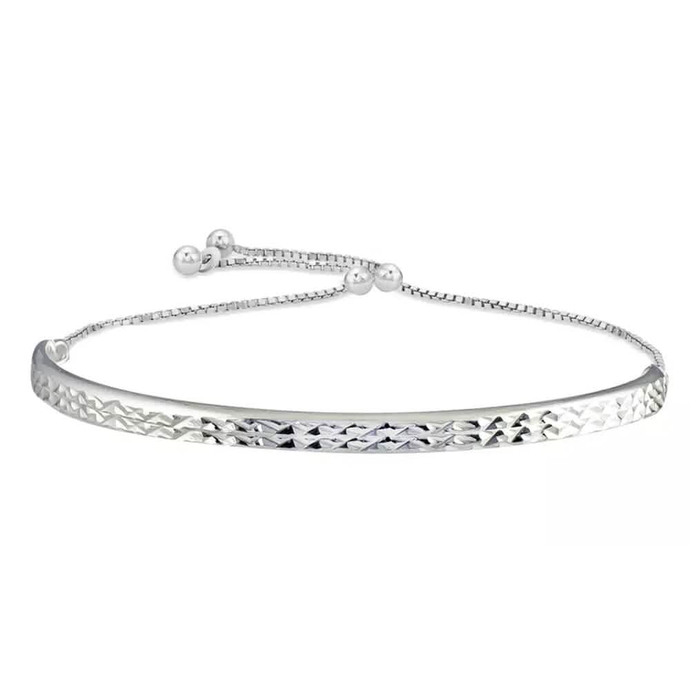 Italian Solid Sterling Silver Adjustable Bangle Bracelet Bracelets - Tophatter Daily Deals