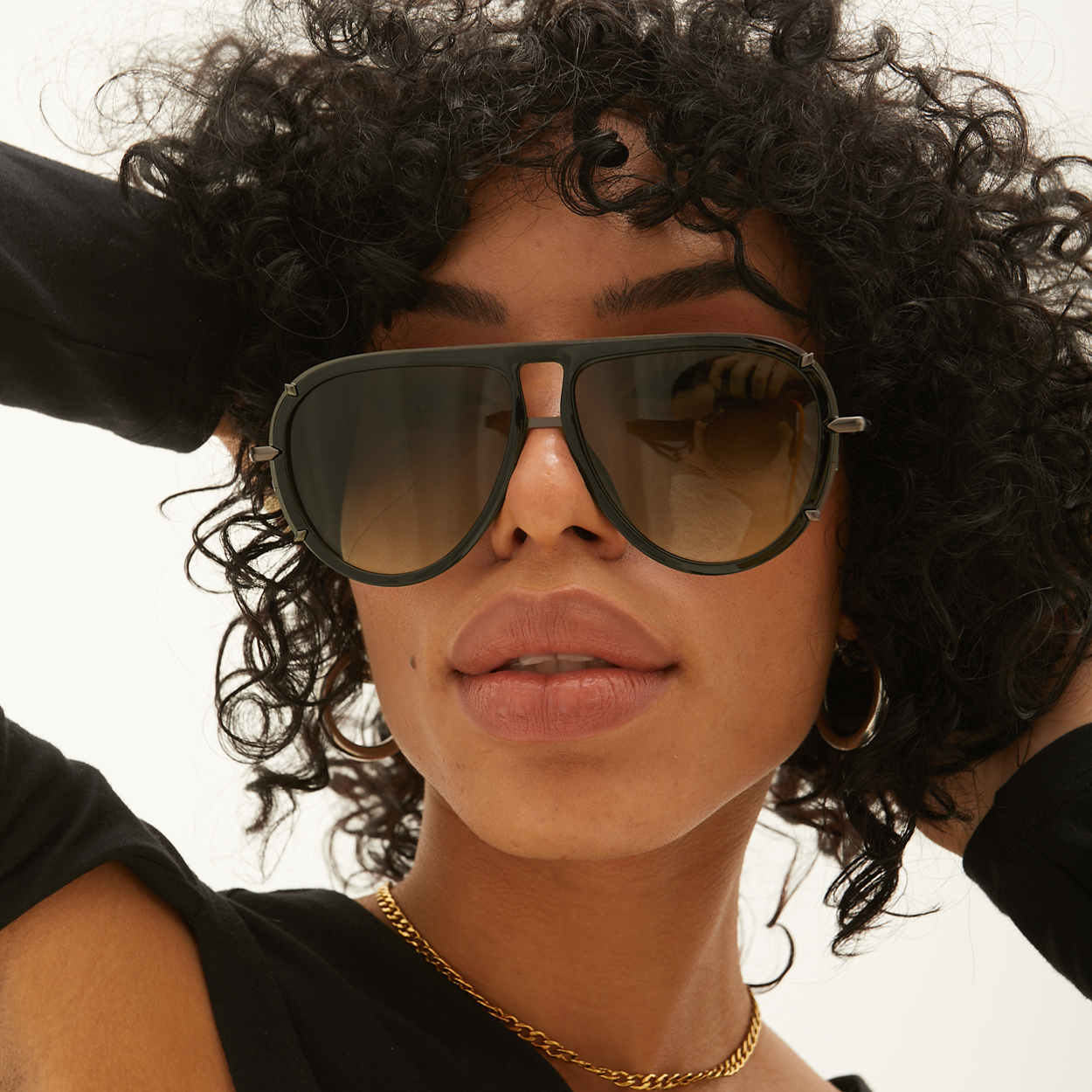 TopFoxx Ivy Luxe - Olive Tangle-Free Women's Round Aviator Sunglasses Sunglasses - Tophatter Daily Deals
