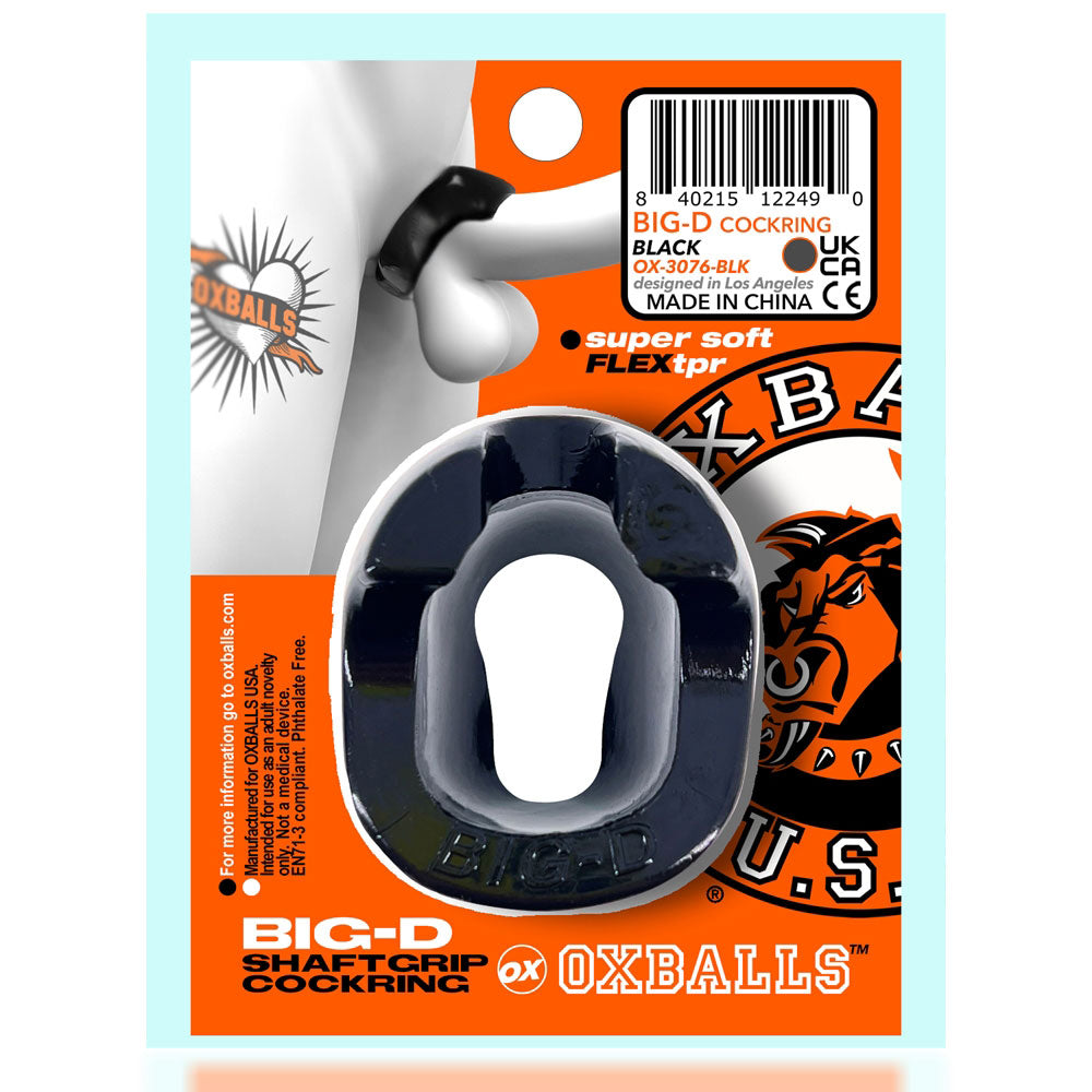Big D Shaft Grip Cock Ring Black > Cock Ring > Single - Tophatter Daily Deals