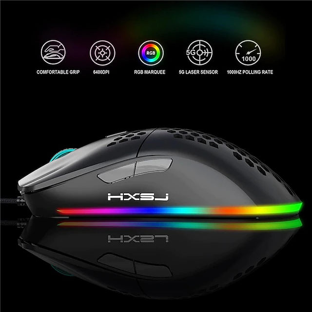 J900 Honeycomb Hollow Wired Gaming Mouse Gaming Mouse - Tophatter Daily Deals