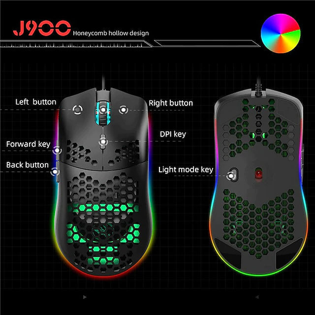J900 Honeycomb Hollow Wired Gaming Mouse Gaming Mouse - Tophatter Daily Deals