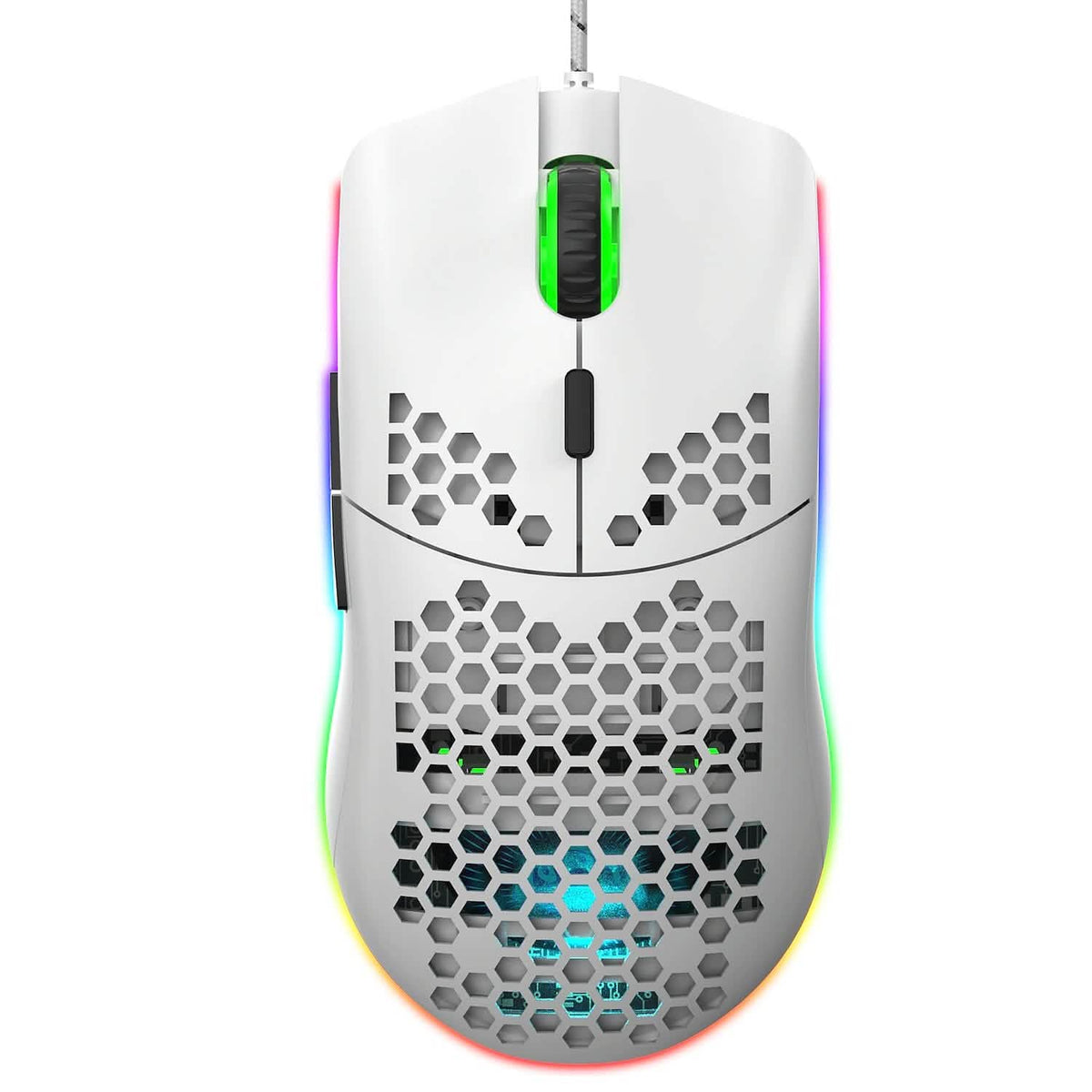 J900 Honeycomb Hollow Wired Gaming Mouse White Computer Mice - Tophatter Daily Deals