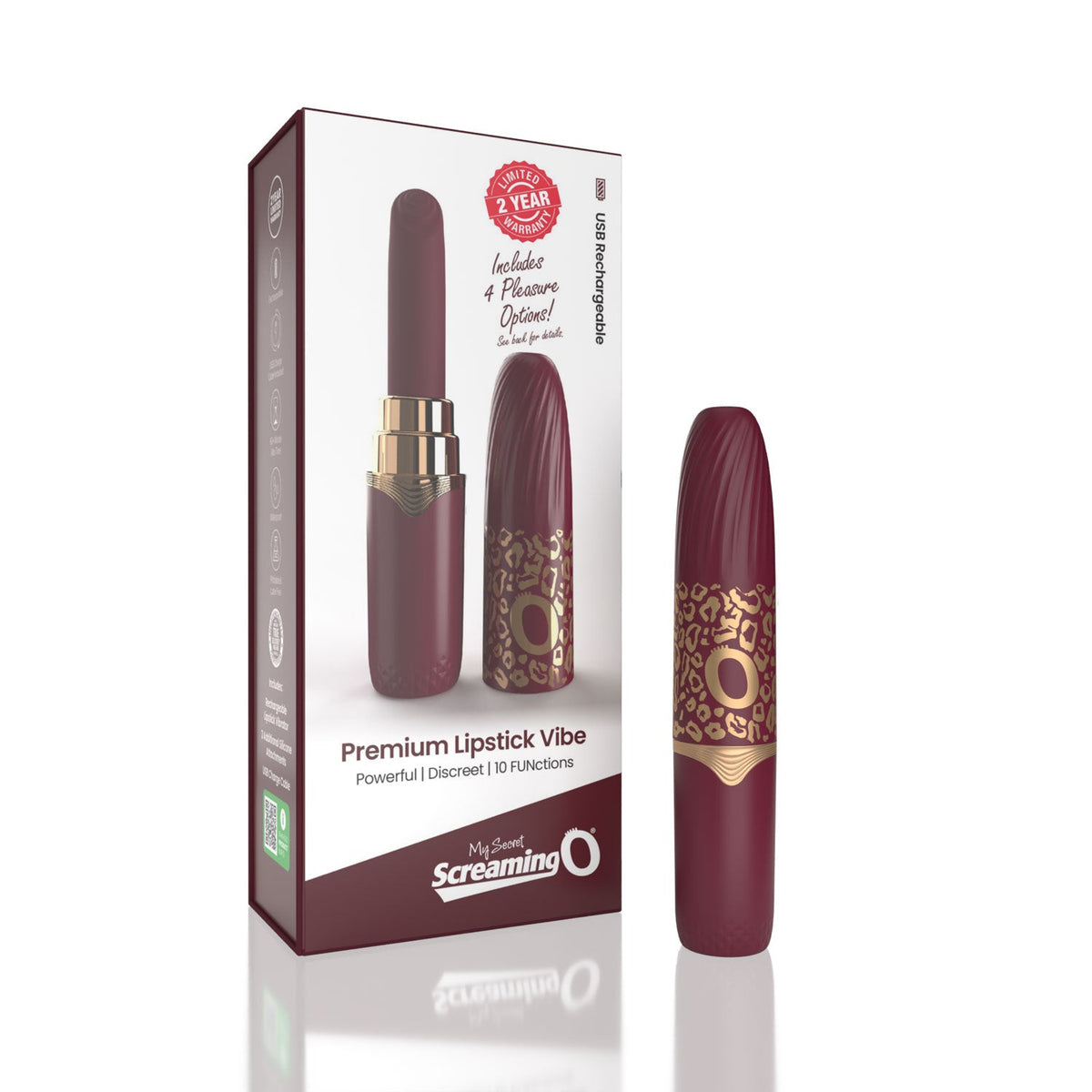 Premium Lipstick Vibe – Rechargeable Waterproof Vibrator with Interchangeable Tips > Vibrators > Mini Vibrators - Tophatter Daily Deals