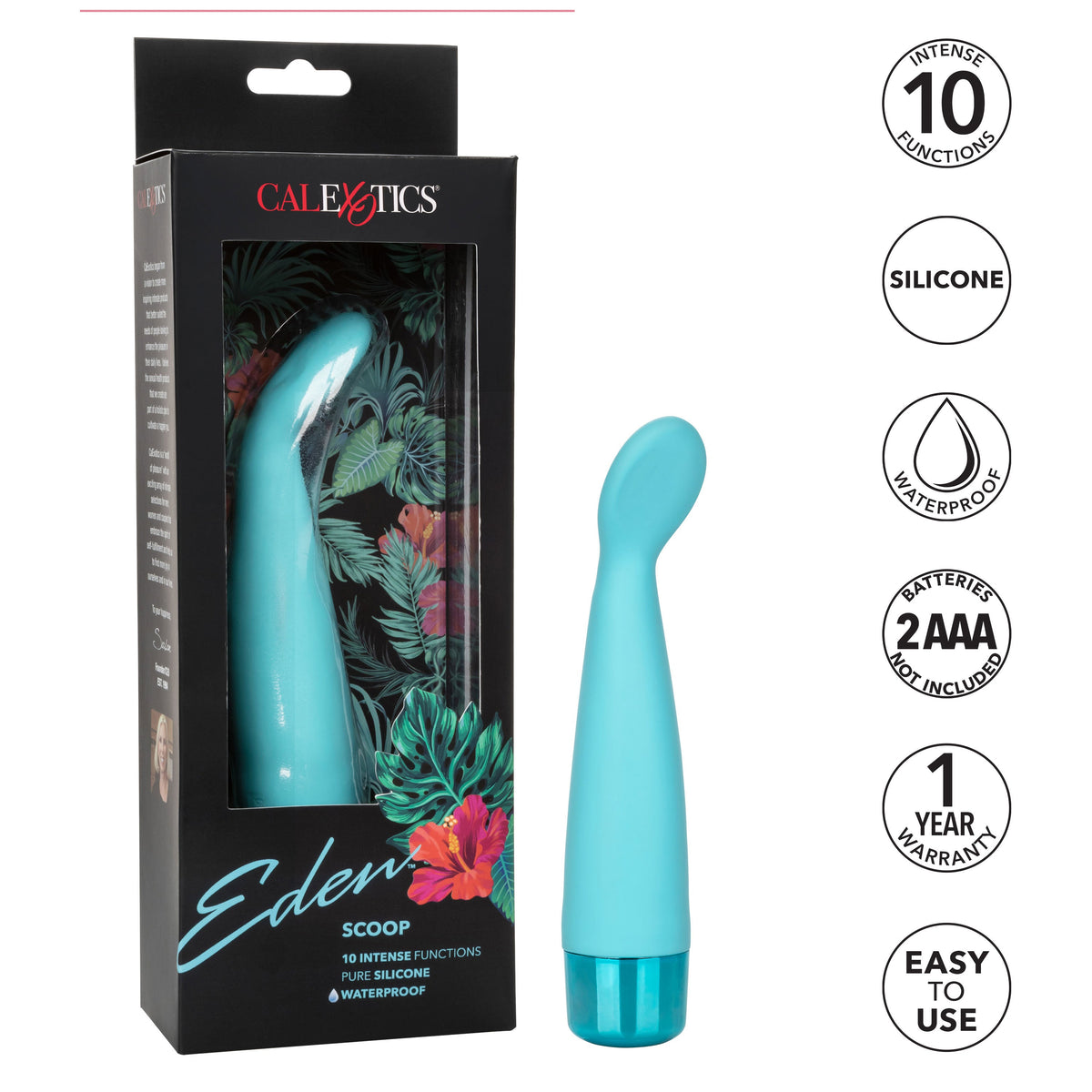 Eden Scoop Flexible Blue Silicone Massager with 10 Vibration Functions and Waterproof Design > Vibrators > Finger Vibrators - Tophatter Daily Deals