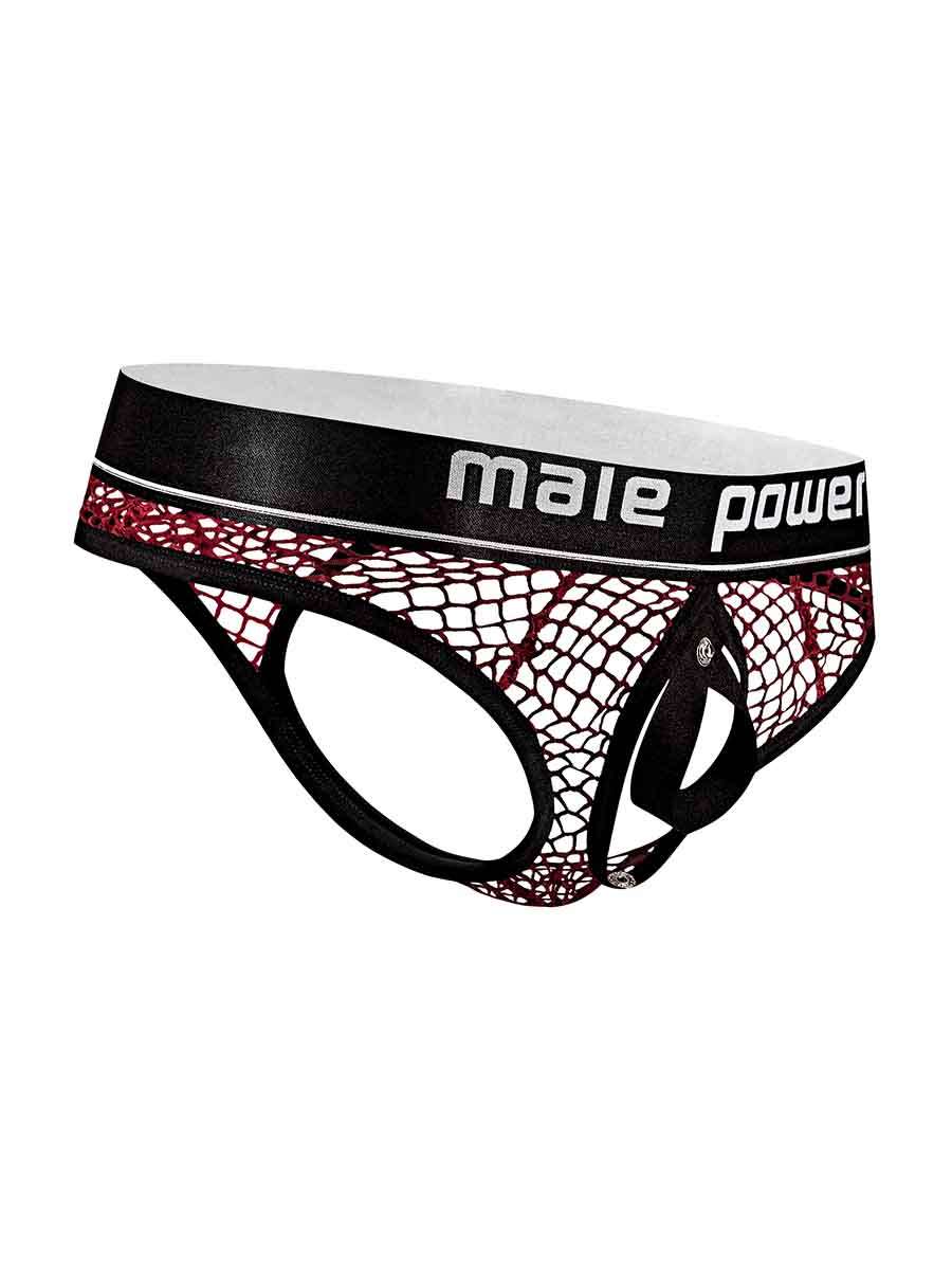Male Power Burgundy Cock Pit Net Mesh Cock Ring Thong S/M > Clothes > Mens Thongs - Tophatter Daily Deals