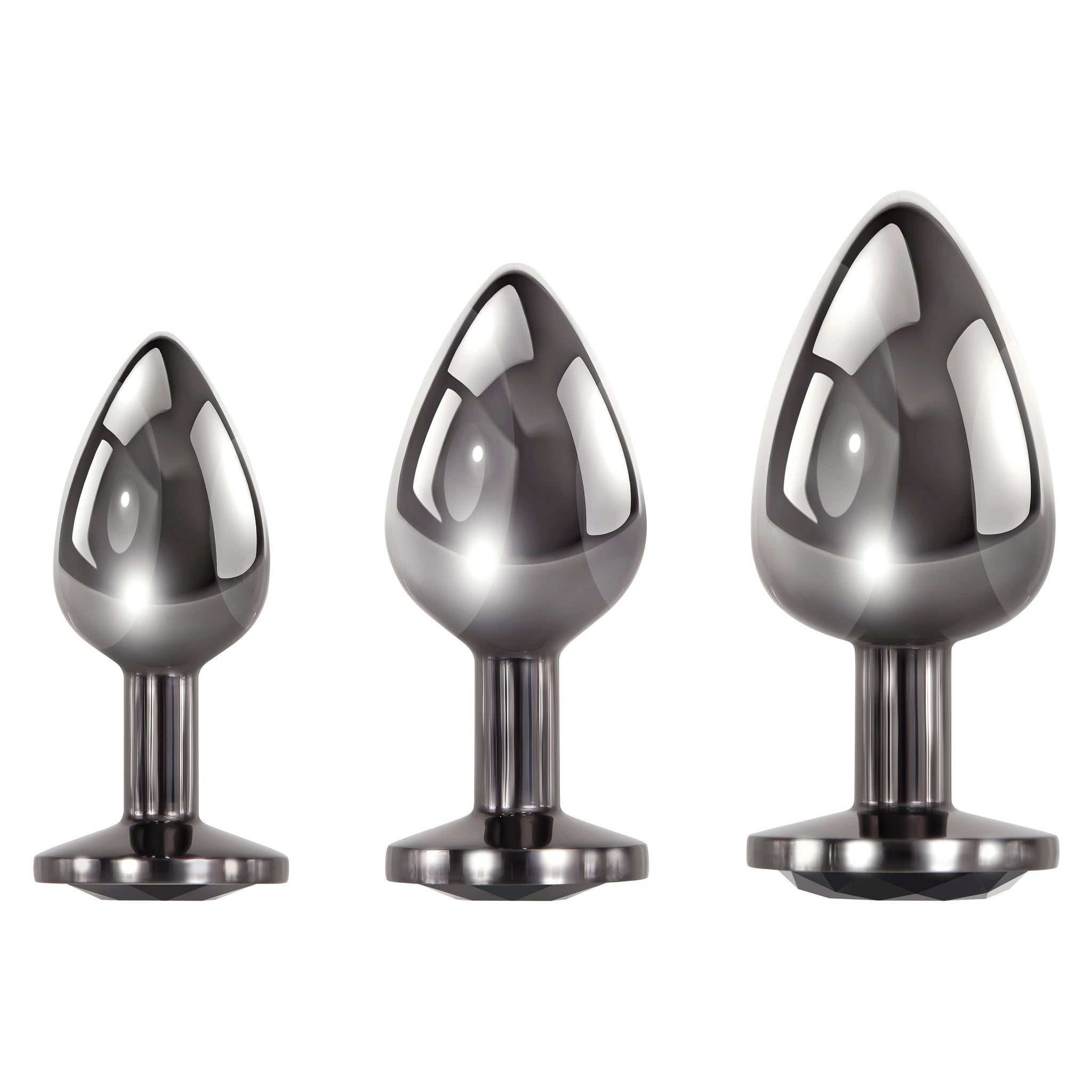 Evolved Black Gem Anal Plug Set – Metal Anal Plug Set > Anal Range > Butt Plug Kits - Tophatter Daily Deals
