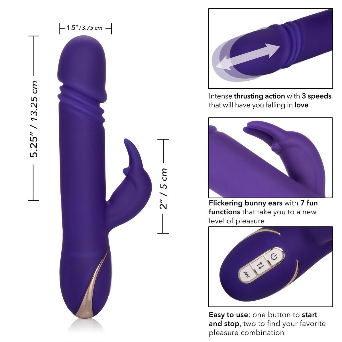 Jack Rabbit Signature Silicone Thrusting Rabbit Vibrator in Purple Clitoral G-Spot Vibrator - Tophatter Daily Deals