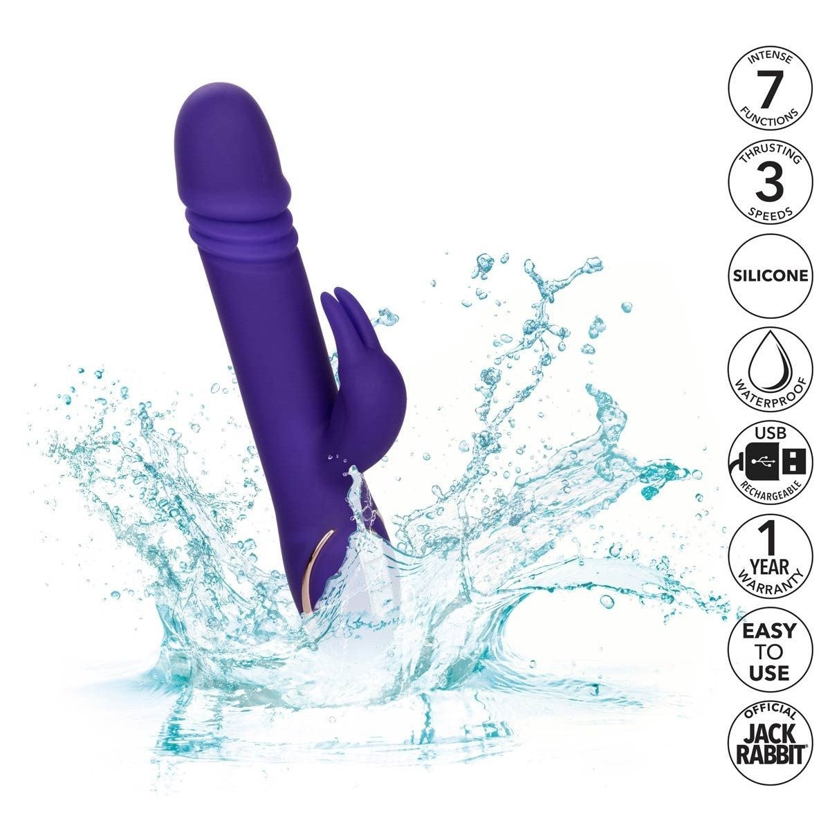 Jack Rabbit Signature Silicone Thrusting Rabbit Vibrator in Purple Clitoral G-Spot Vibrator - Tophatter Daily Deals