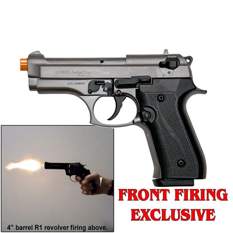 EKOL Jackal Dual Compact Fume - Full Auto Front Firing 9mm Blank Gun - Tophatter's Weapons'N'Deals Blank Firing Replica Guns - Tophatter Daily Deals