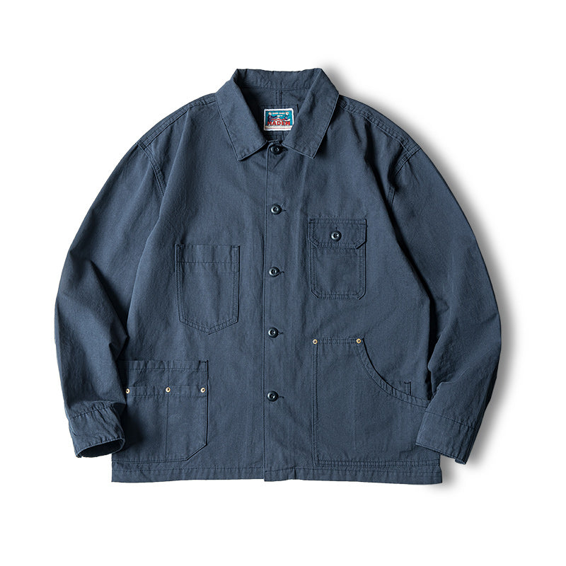 Men Jackets Cotton Navy Blue Washed Coat Men's Clothing - Tophatter Daily Deals