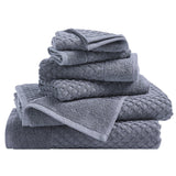 Cotton Diamond Waffle Weave Bath Towel Set - Grayson Collection 6 Piece Set Chambray Blue Bath - Tophatter Daily Deals