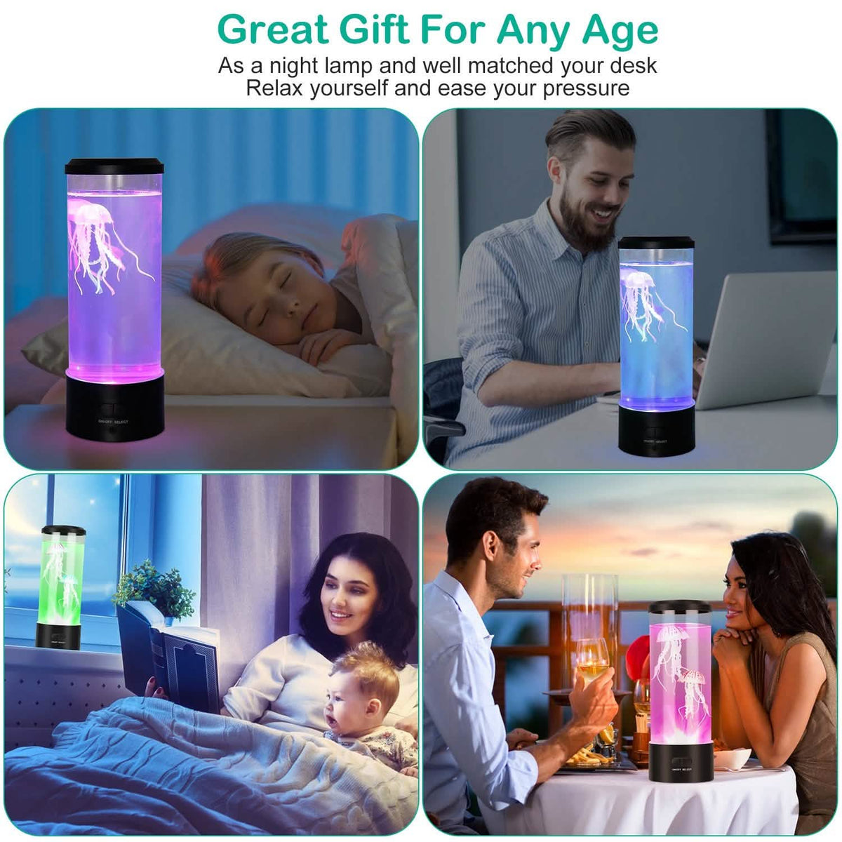 Jellyfish Lava Lamp Multicolor Changing Mood Night Light Indoor Lighting - Tophatter Daily Deals