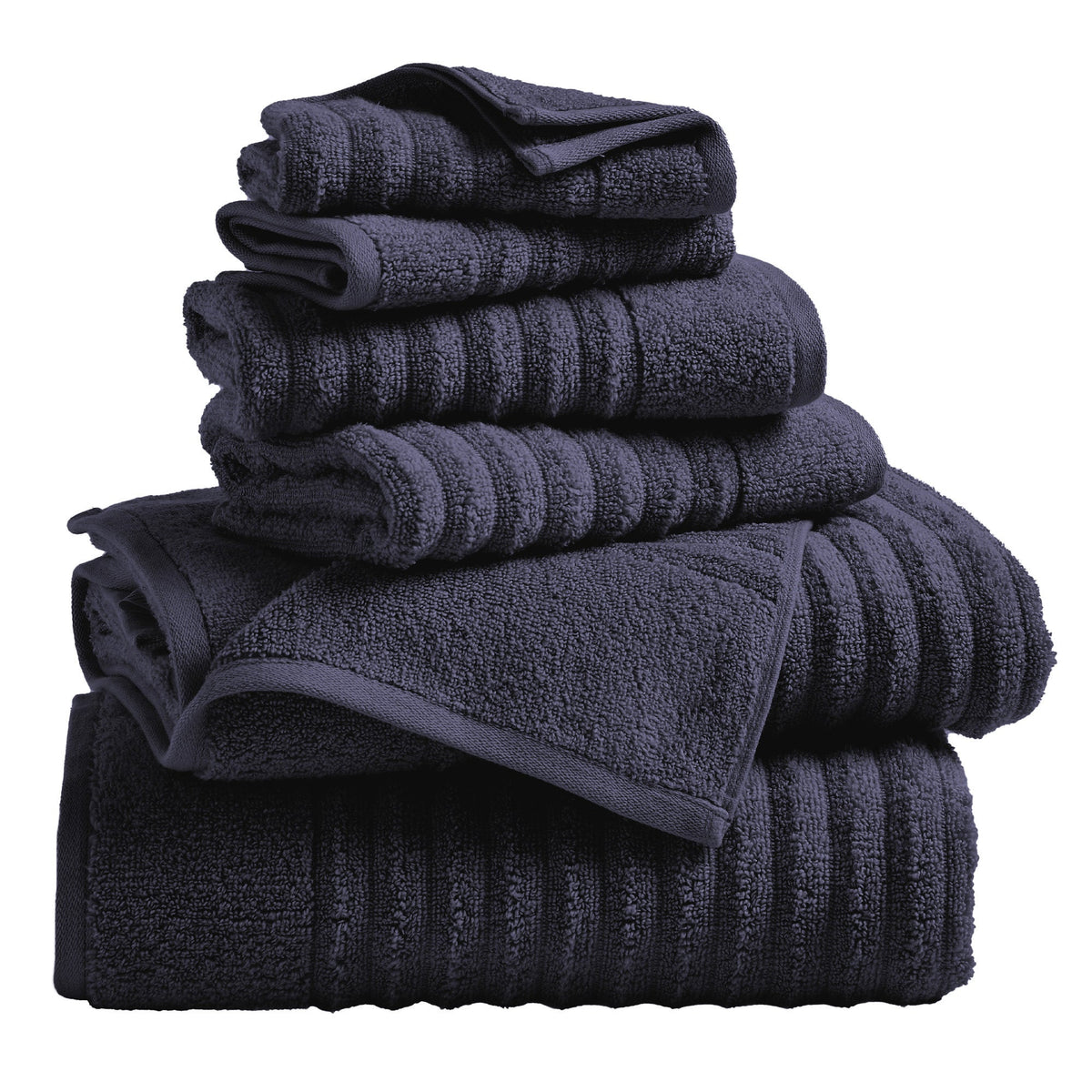 Luxury Combed Cotton Bath Towel Set - Karina Collection 6 Piece Set Navy Blue Bath - Tophatter Daily Deals