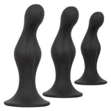 Silicone Anal Ripple Kit Set of 3 Black Graduated Curved Anal Plugs with Suction Cup Base > Anal Range > Butt Plug Kits - Tophatter Daily Deals