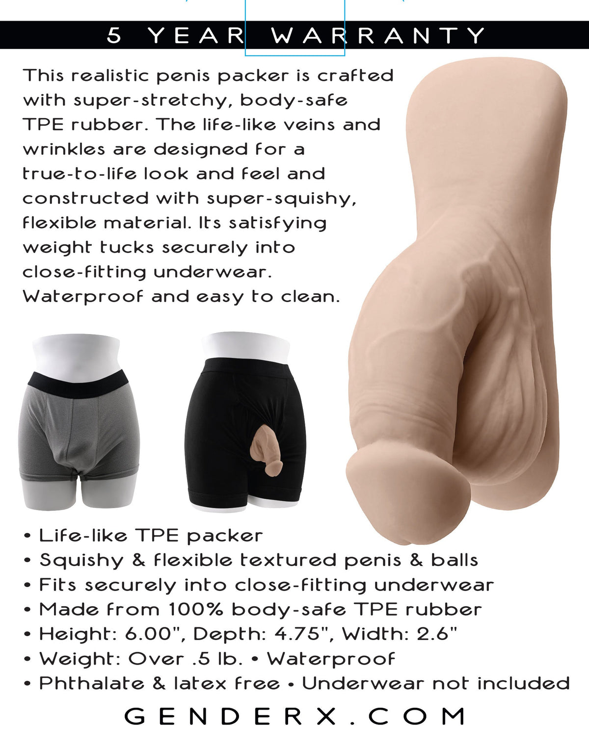 Gender X 4 Inch Silicone Packer Light – Realistic Silicone Packer > Gender > Packers - Tophatter Daily Deals