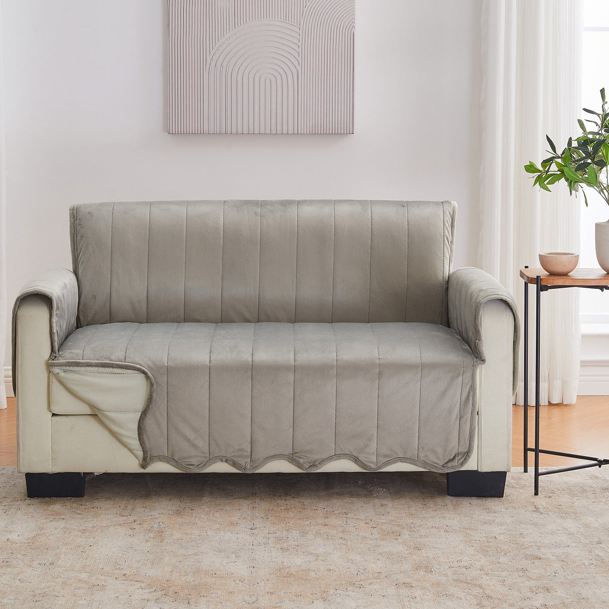 Velvet Furniture Protectors - Velvet Collection Loveseat Wild Dove Grey Furniture & Decor - Tophatter Daily Deals