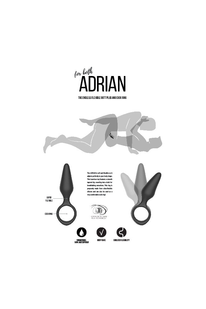 Shots Toys - Jil - Adrian Flexible Butt Plug and Cockring - Black Sex Toy - Tophatter Daily Deals