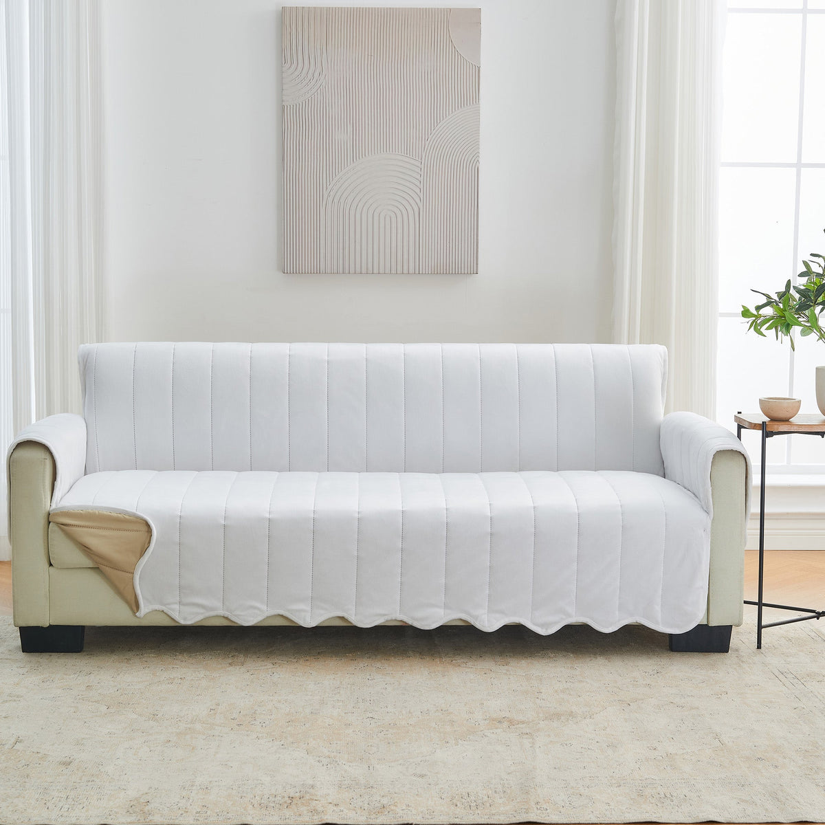 Velvet Furniture Protectors - Velvet Collection Sofa White Furniture & Decor - Tophatter Daily Deals
