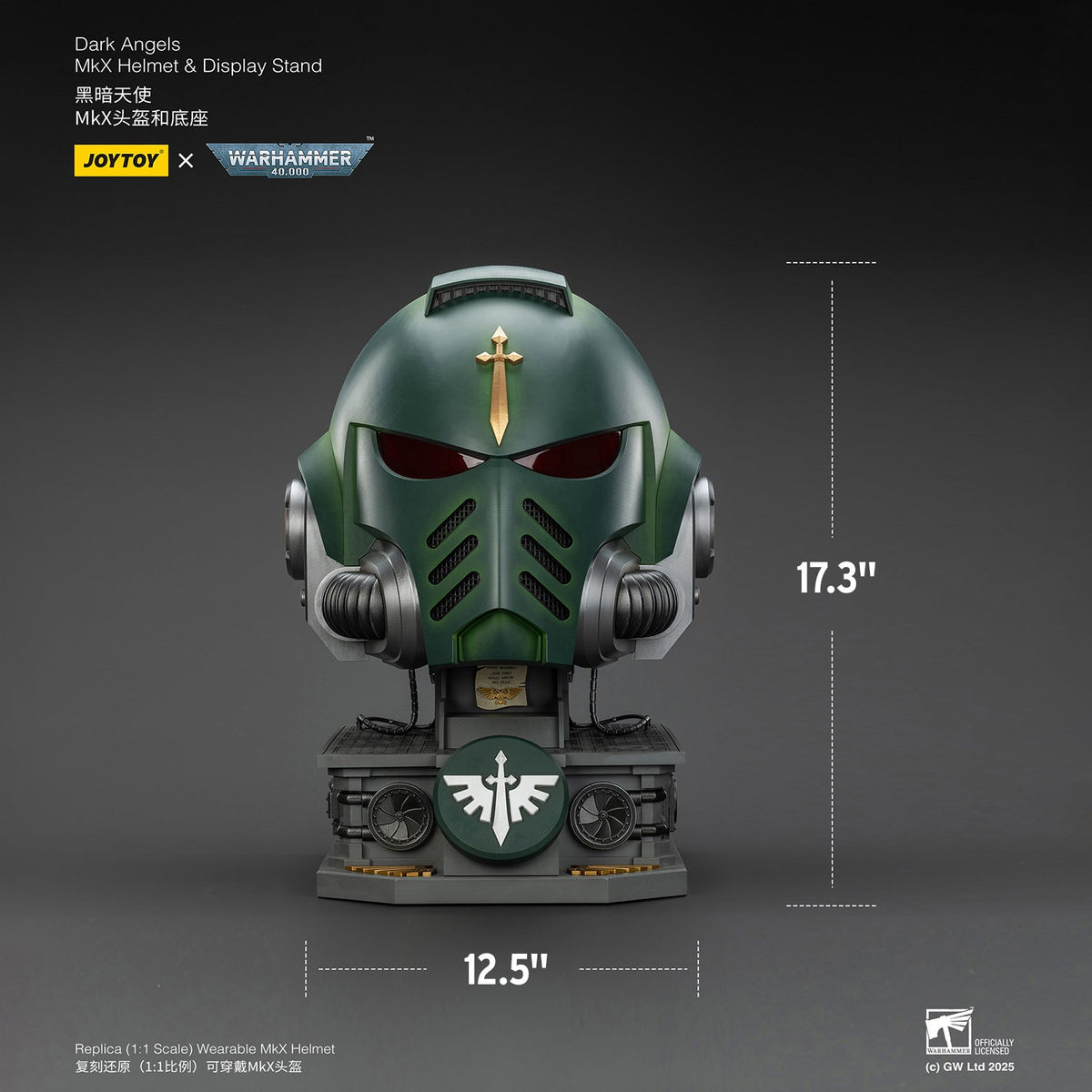 Warhammer 40,000 – Dark Angels Mk X Helmet with Display Stand | JOYTOY Helmet Replica - Tophatter Daily Deals