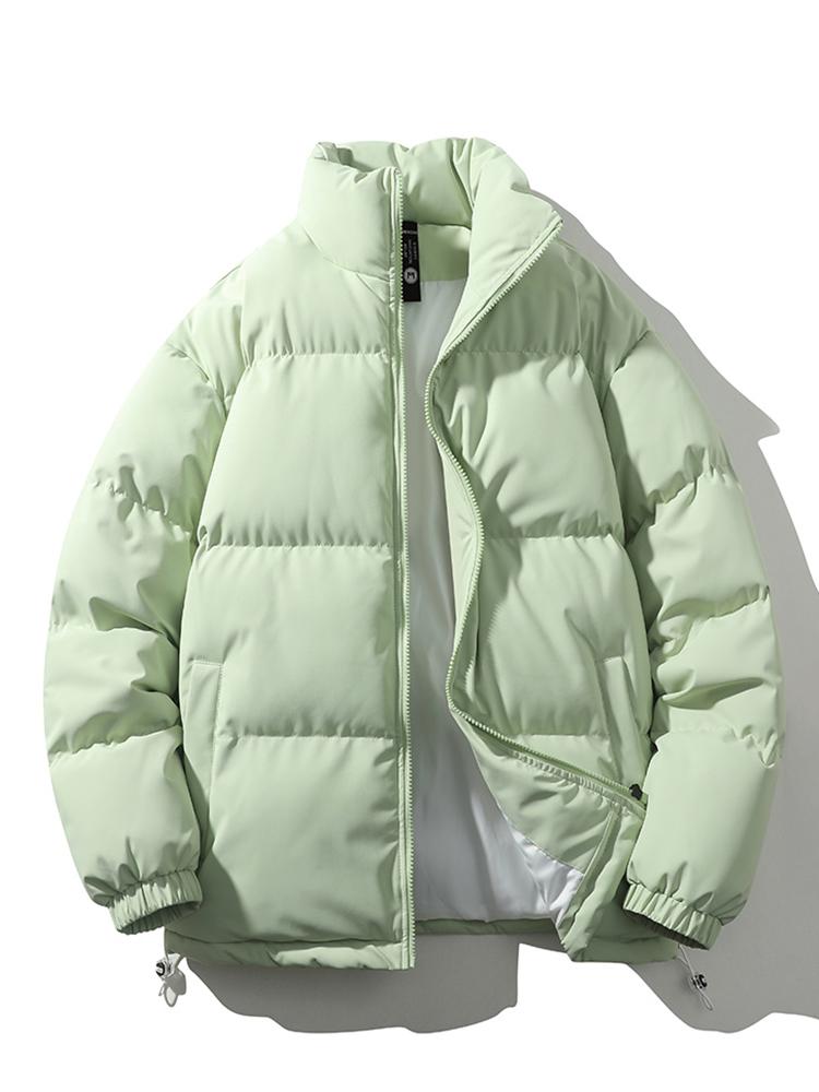 Lightweight Men's Puffer Jacket - High Collar, Polyester Light Green - Tophatter Daily Deals