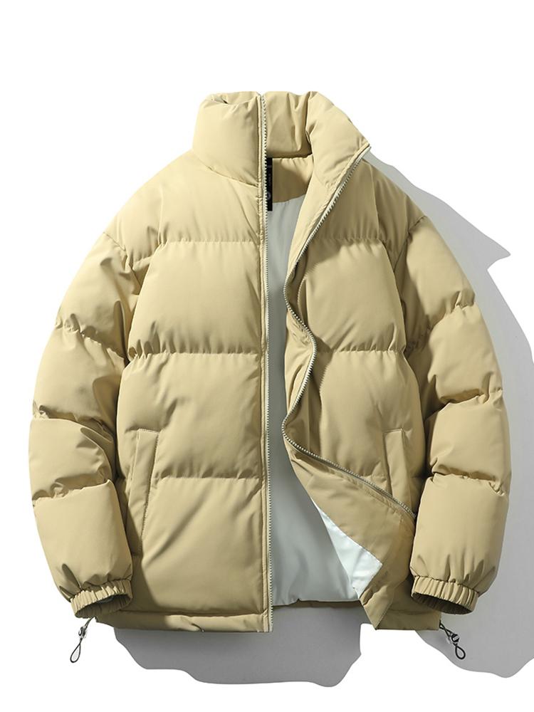 Lightweight Men's Puffer Jacket - High Collar, Polyester Yellow - Tophatter Daily Deals