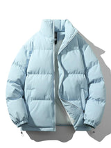 Lightweight Men's Puffer Jacket - High Collar, Polyester Light Blue - Tophatter Daily Deals