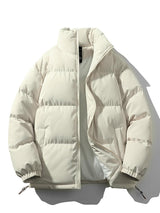 Lightweight Men's Puffer Jacket - High Collar, Polyester Beige - Tophatter Daily Deals