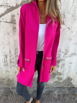 Lightweight Womens Long Hoodie - Fitted Zip Cotton Layering Pink - Tophatter Daily Deals