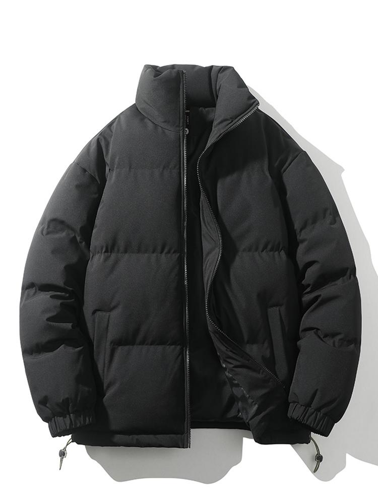 Lightweight Men's Puffer Jacket - High Collar, Polyester Black - Tophatter Daily Deals