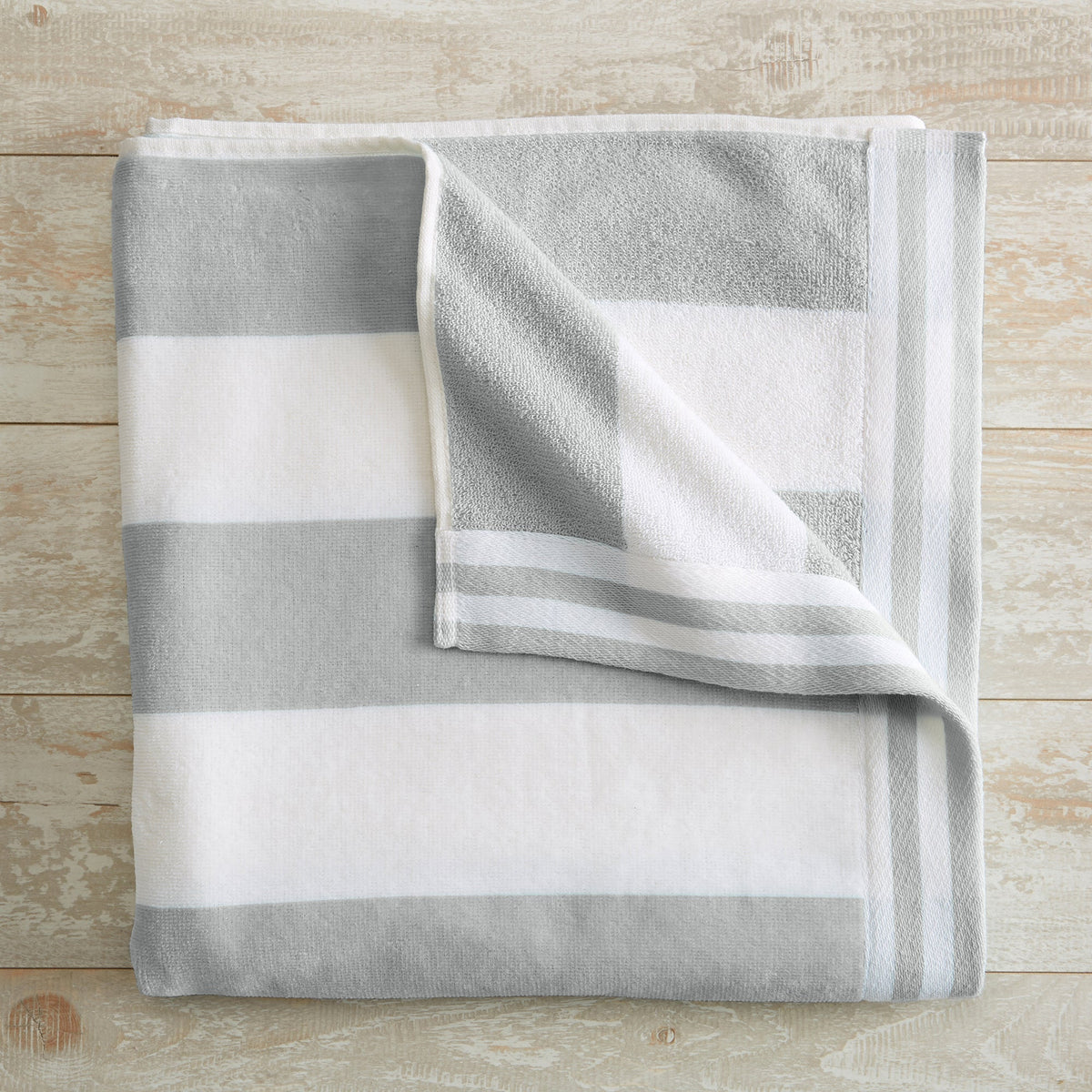 Striped Cabana Beach Towel - Edgartown Collection Single Oversized- 35" x 70" Pale Grey Bath - Tophatter Daily Deals