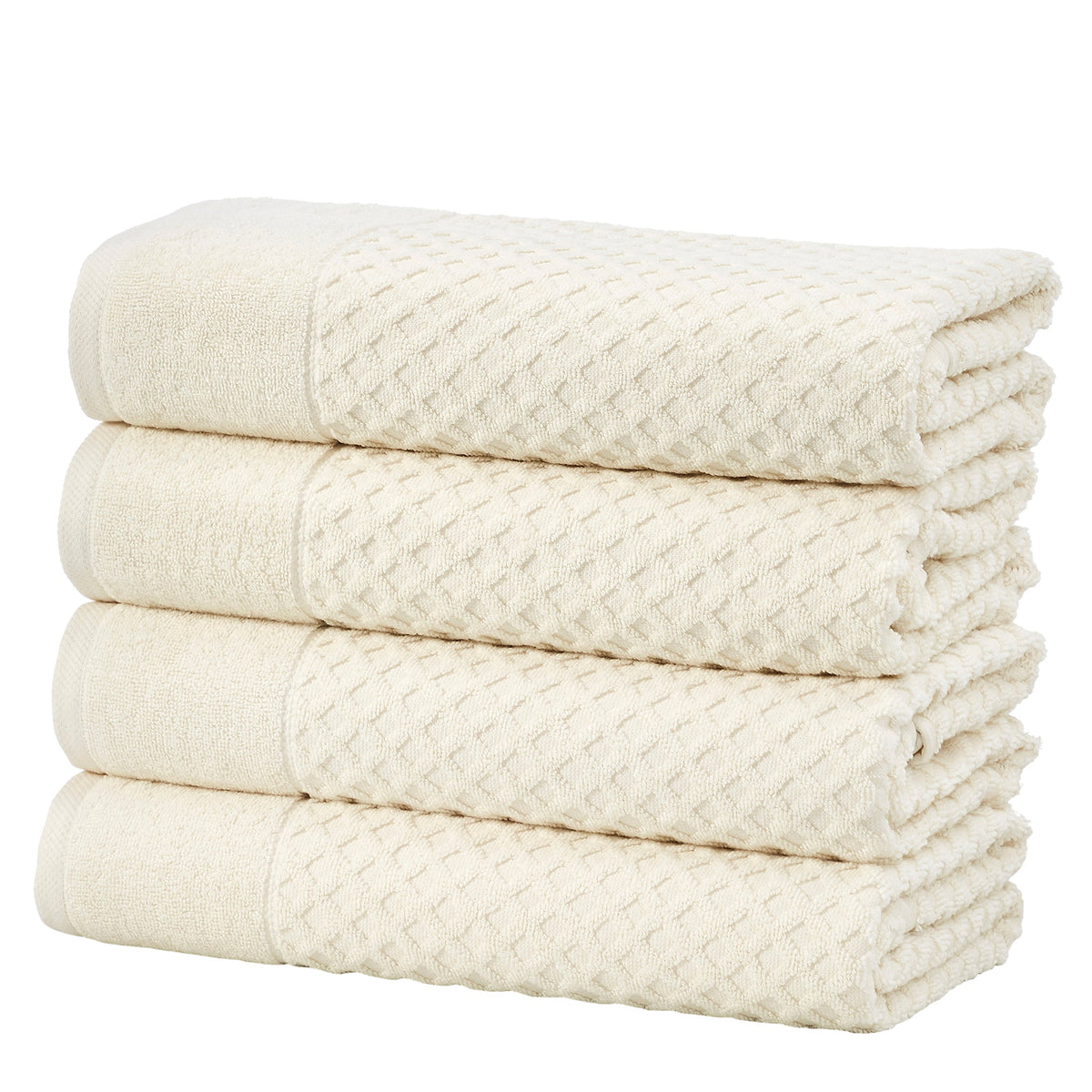 Cotton Diamond Waffle Weave Bath Towel Set - Grayson Collection Bath Towel (Pack of 4) Ivory Bath - Tophatter Daily Deals