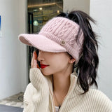 Warm Women's Knitted Baseball Cap - Cable Knit, Winter Pink - Tophatter Daily Deals