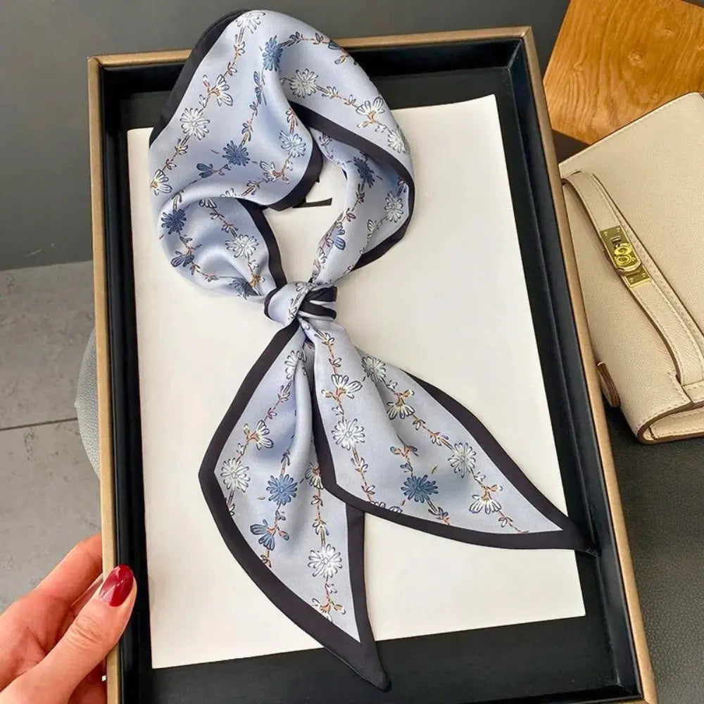 Lightweight Women’s Slim Scarf - Botanical Satin, For Spring Lavender One Size - Tophatter Daily Deals