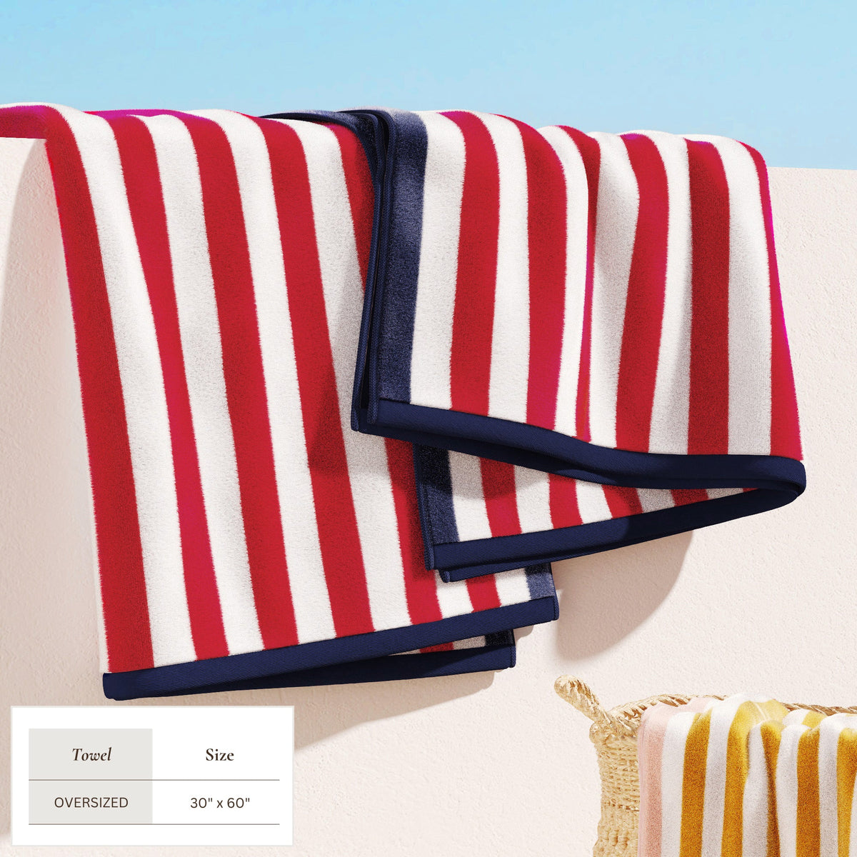 Oversized Striped Border Cabana Beach Towel - Santa Cruz Bath - Tophatter Daily Deals