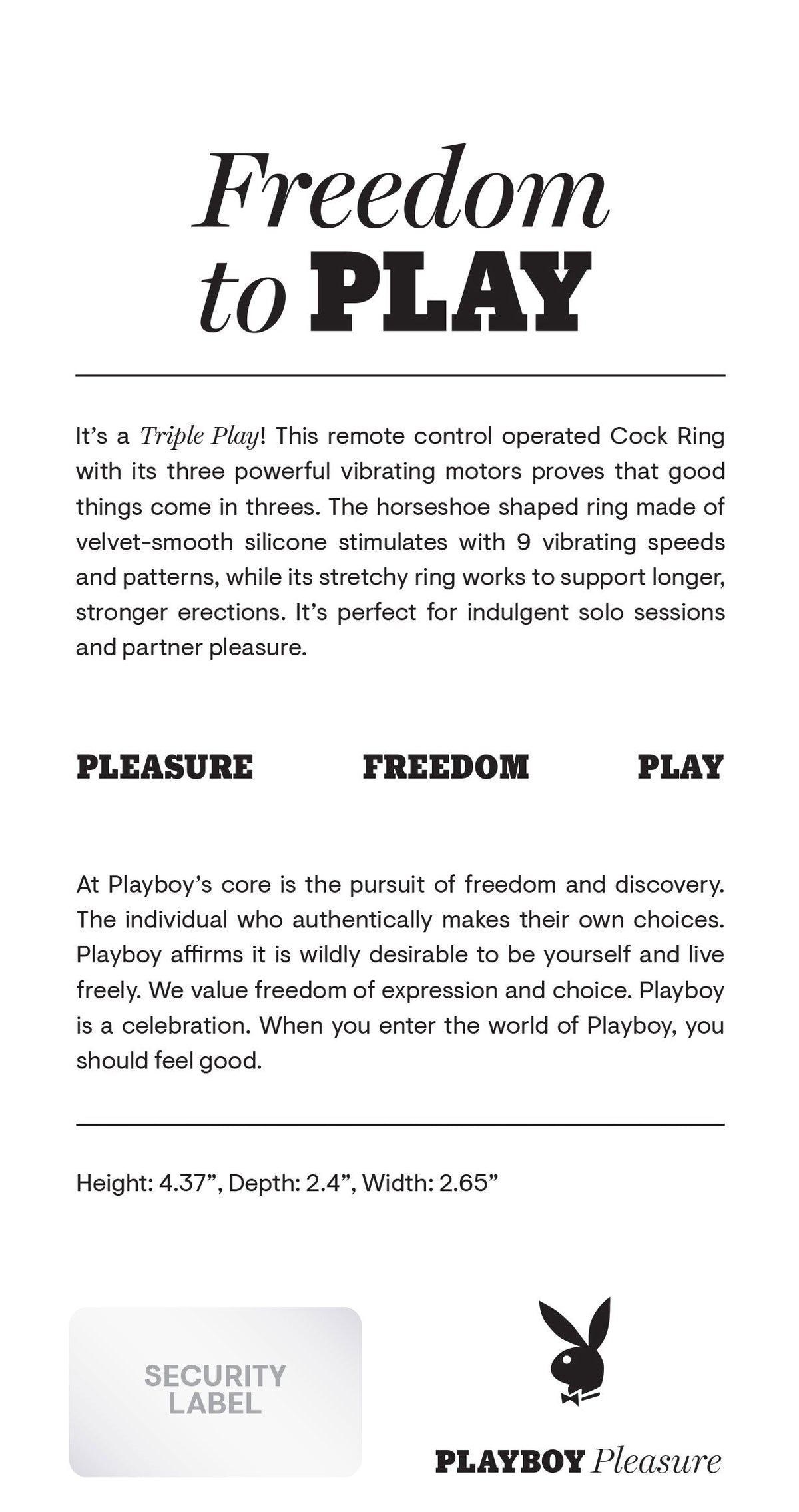 Playboy Pleasure Triple Play Vibrating Cock Ring > Cock Ring > Vibrating - Tophatter Daily Deals